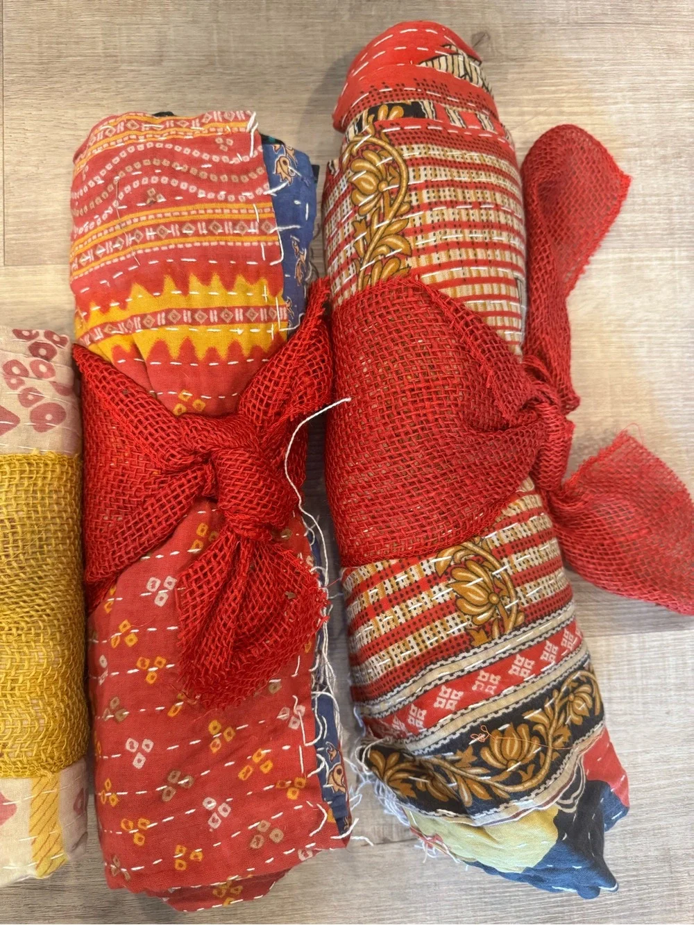 Vintage Kantha Quilt Throw- Hand Stitched from Sari Quilt - Multiple patterns